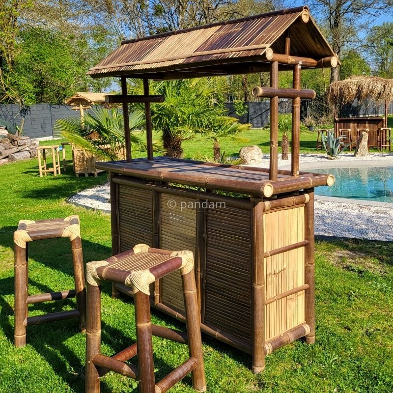 bar en bambou bicolore pour jardin