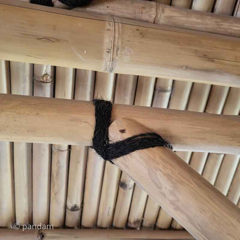 Assemblage du bambou avec une corde noire