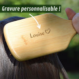 Brosse en bambou pour cheveux personnalisable