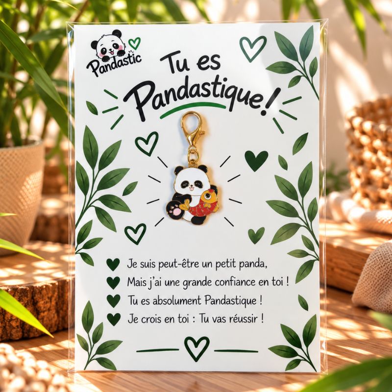 Porte clé panda avec poisson